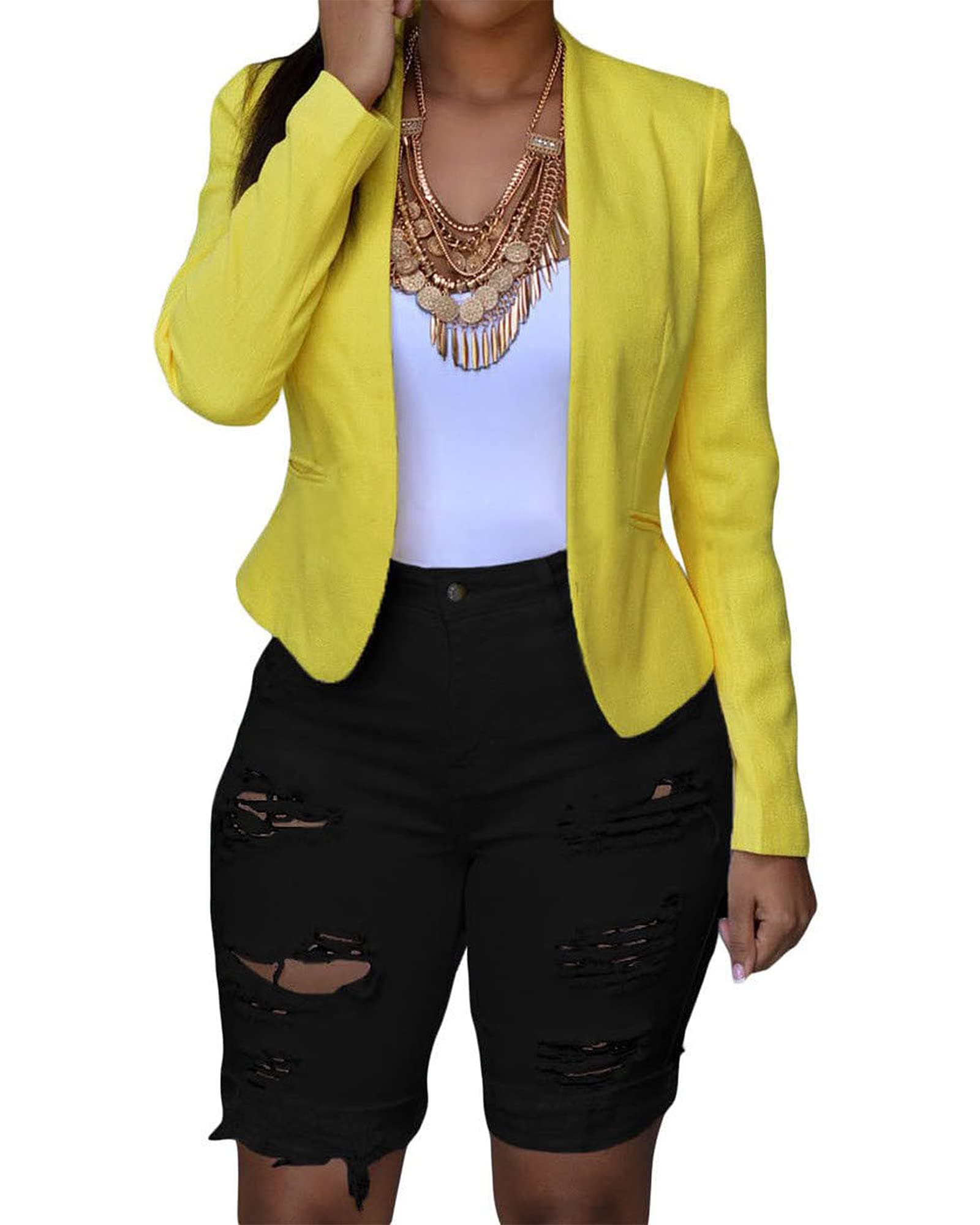 roswear Women's Ripped Denim Destroyed Mid Rise Stretchy Bermuda Shorts Jeans