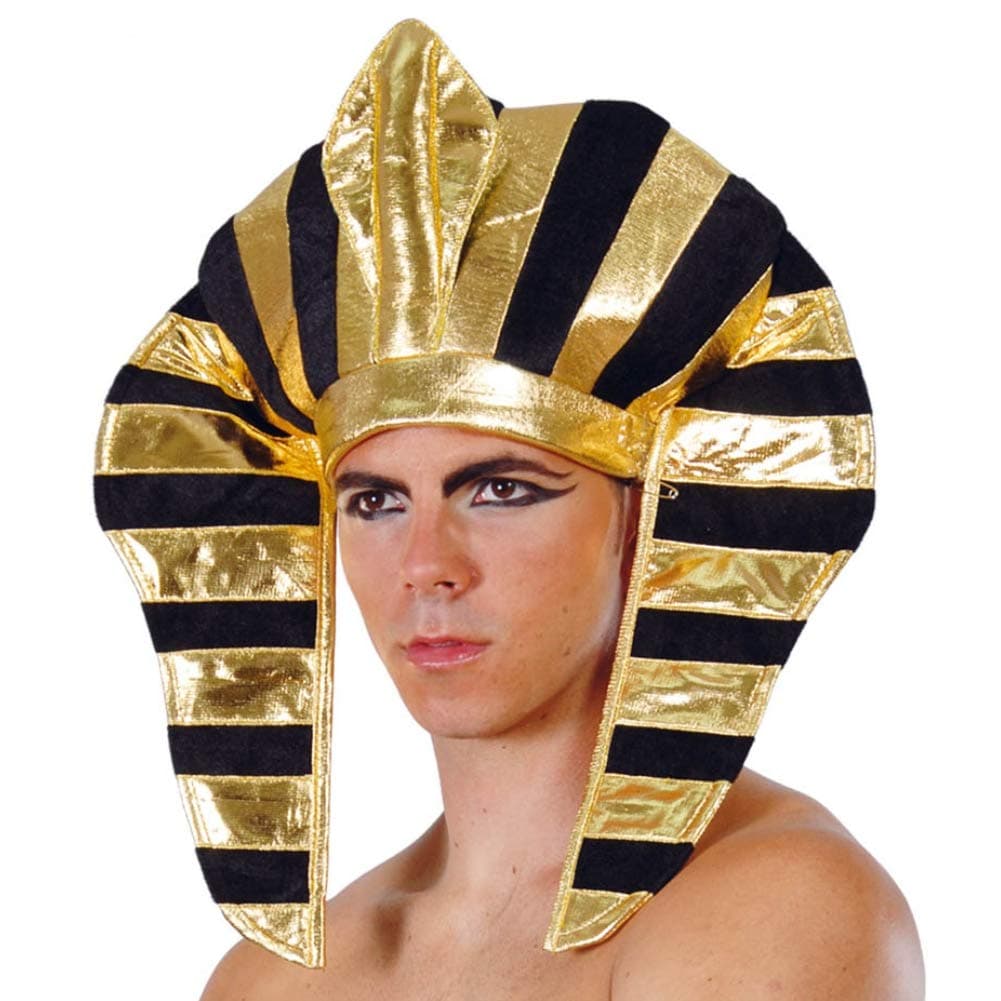JCHPRODUCTS Egyptian Pharoah Black & Gold Headdress Hat Fabric Fancy Dress Accessory