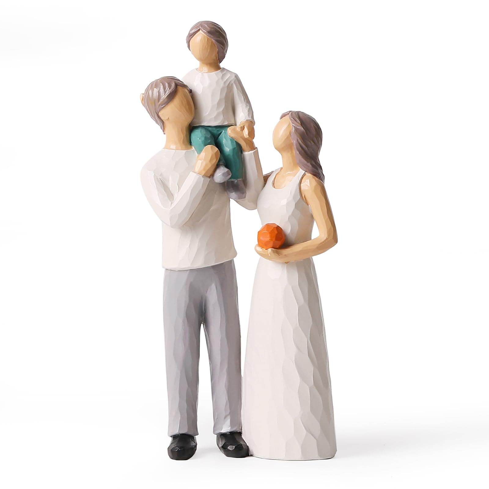 Family of 3 Figurines, Hand-Painted Figures Gifts for Parents or Daughter and Son, Family Sculpture for Shelf Decor Desktop Home Bedroom Living Room Decoration