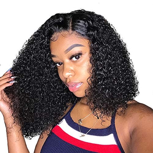 Lace Front Wig Straight Honey Blonde Brazilian Remy Highlight Ombre Lace Front Human Hair Wigs For black Women Bleach Knots 150 density 12-26Inches … (14in, deep curly)