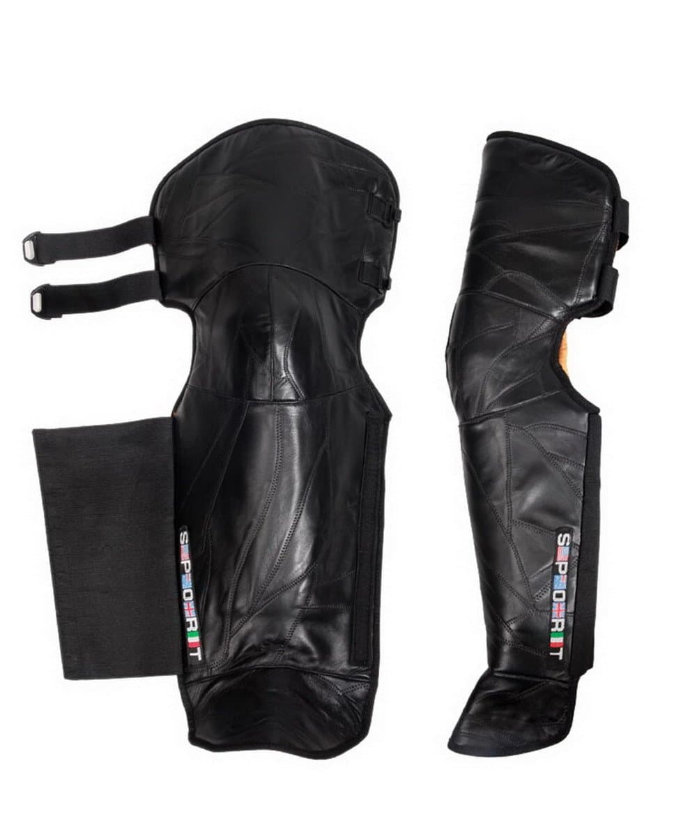 Unisex Black Leather Warm Knee Pad Leg Warmer Protector Motorcycle Knee Protector Protective Half Chaps Leggings Covers Adjustable Strap Windproof for Winter Wind Snow Bike Motorcycle Rider