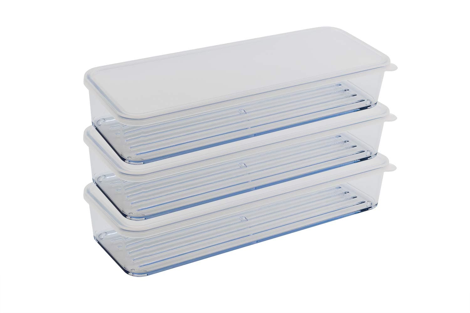 Silicook Flat Plastic Box for Kitchen for Kitchen&Refrigerator Organization, Transparent Food Storage Container for Kitchen, Fridge, Freezer (5 x 600ml)