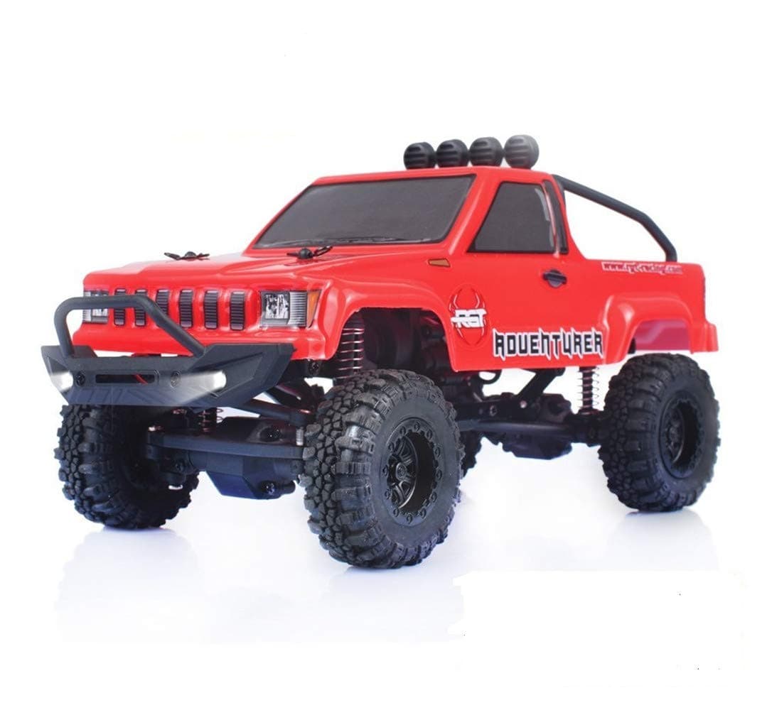 RGT RC Crawlers 1/24 Scale 4WD Off Road RC Car 4x4 Mini Monster Truck RTR LiPo Rock Crawler Adventurer with Lights (red)