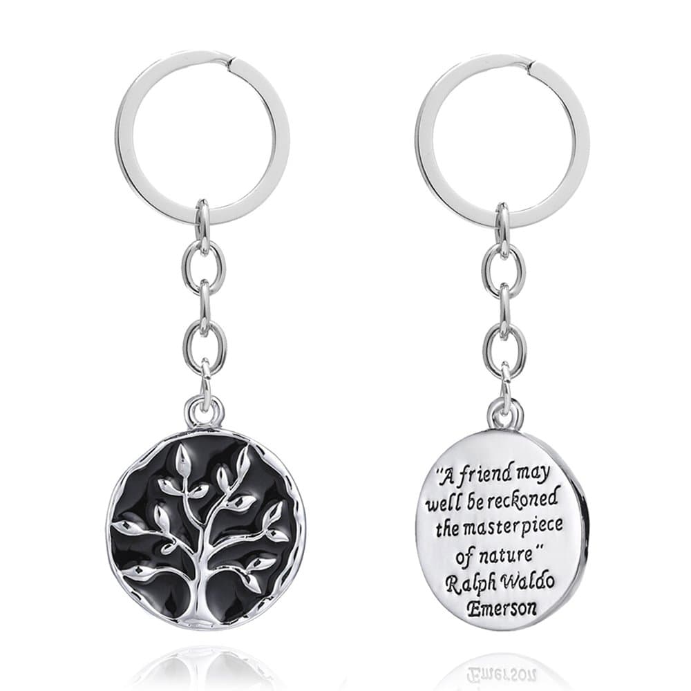A friend may well be reckoned the masterpiece of nature - Double Side Key Chain Ring BBF Best Friend Gift