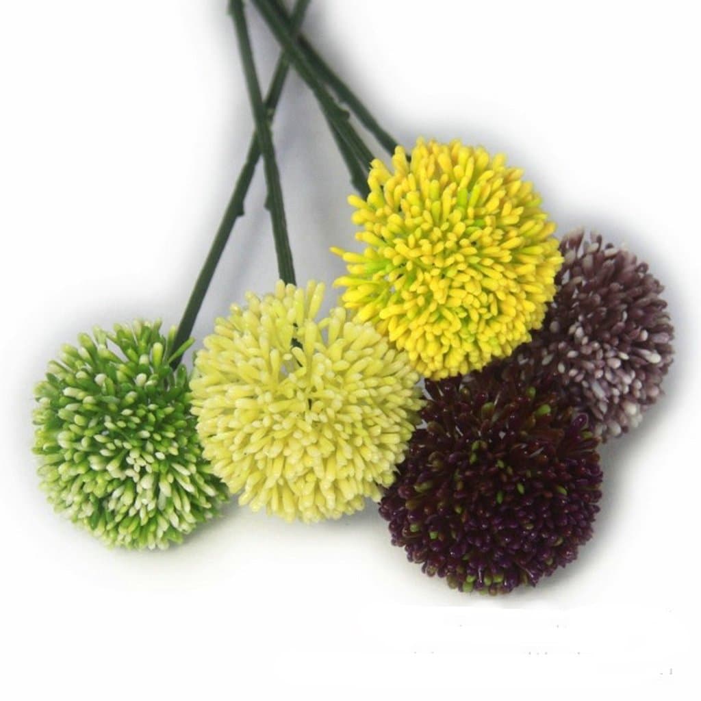 JUN Fake Allium Ornamental Onion Blossom Bloom Plant Artificial Flower Hydrangea Ball, 7CM Diameter Faux Allium Giganteum Regel Onions Ball for DIY Home Decoration, Random Colors (5)