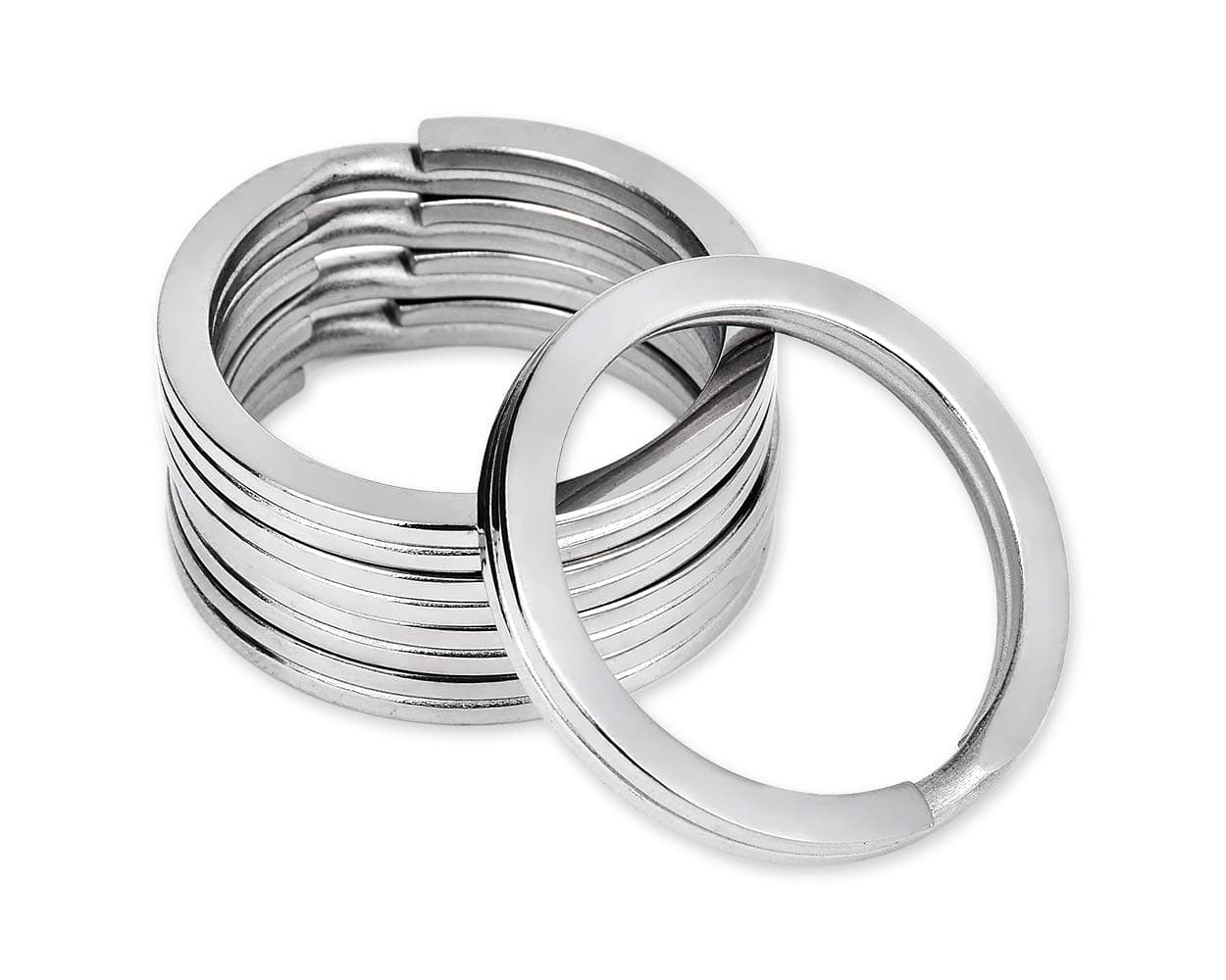 SCSpecial Titanium Flat Key Rings 1.26 Inch Metal Split Ring for Keys Set of 5 Key Organizations - Silver