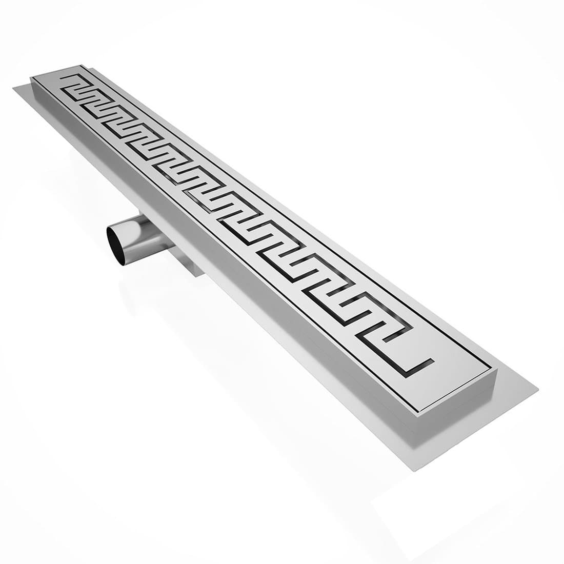 Rea NEO Greek Linear Shower Drain Bathroom Channel Stainless Steel Ornamental Pattern 70 cm | 700 mm