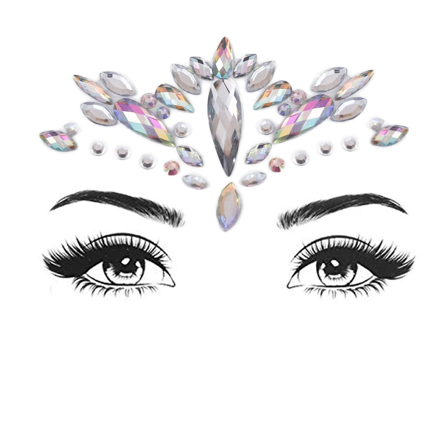 Face Gems Women Mermaid Rave Festival Glitter, Rhinestone Temporary Tattoo Face Jewels Crystals Face Stickers Eyebrow Face Body Jewelry (25#)