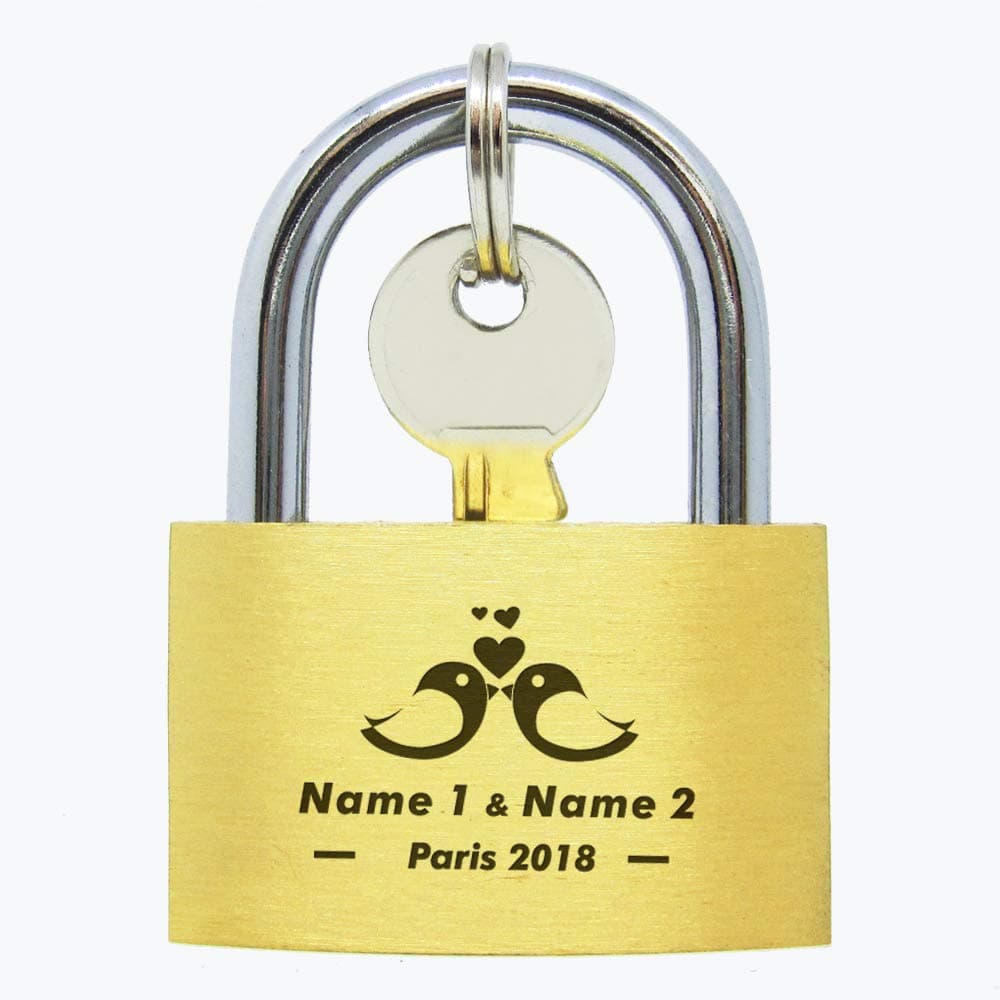 Personalised Engraved PadlockWedding | Annivesary Gift | Present Love Lock Comes in Gift Box Hand Finished in UK(Love Birds)