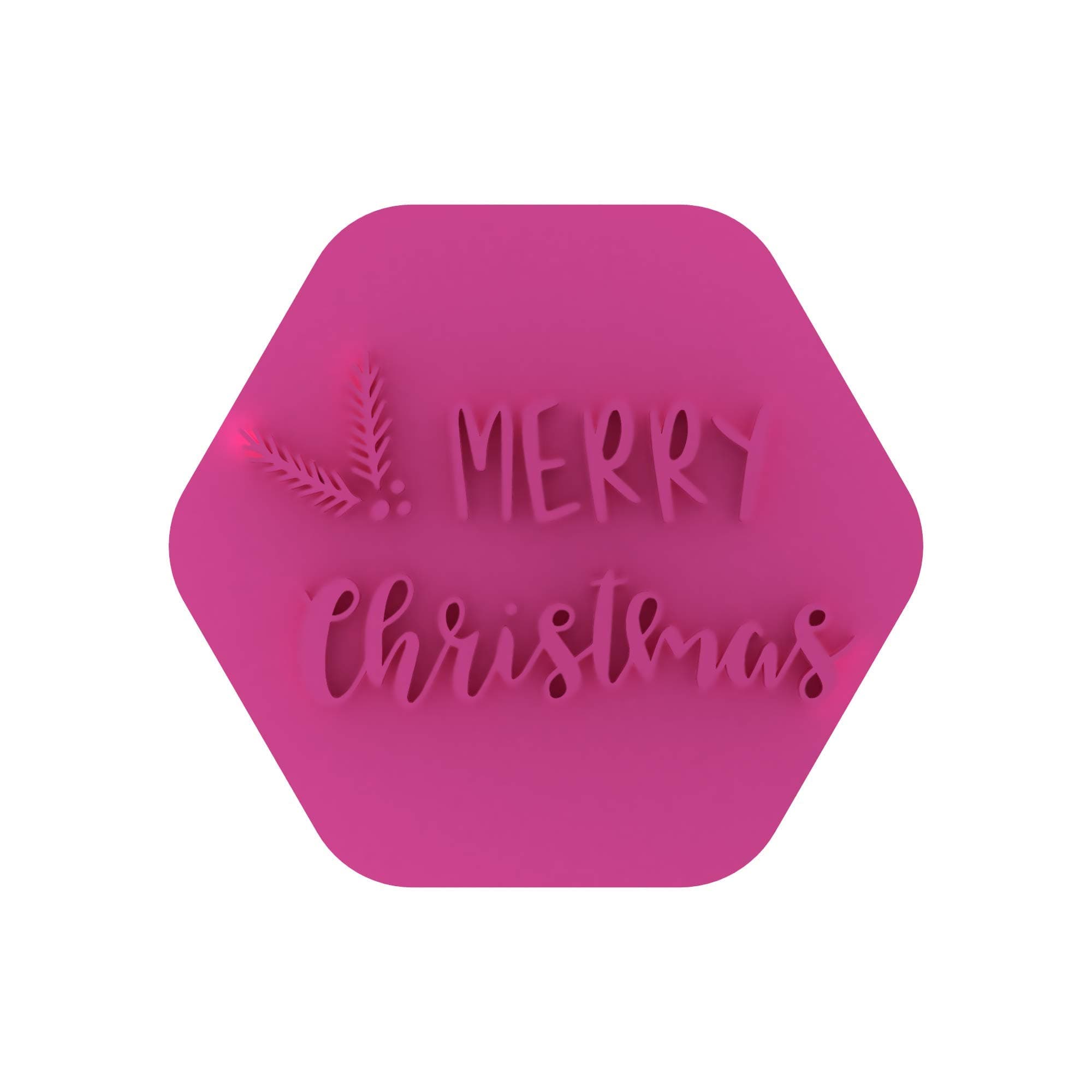 LissieLou Merry Christmas Cookie Stamp Christmas Theme Icing Fondant Embosser - Light Pink