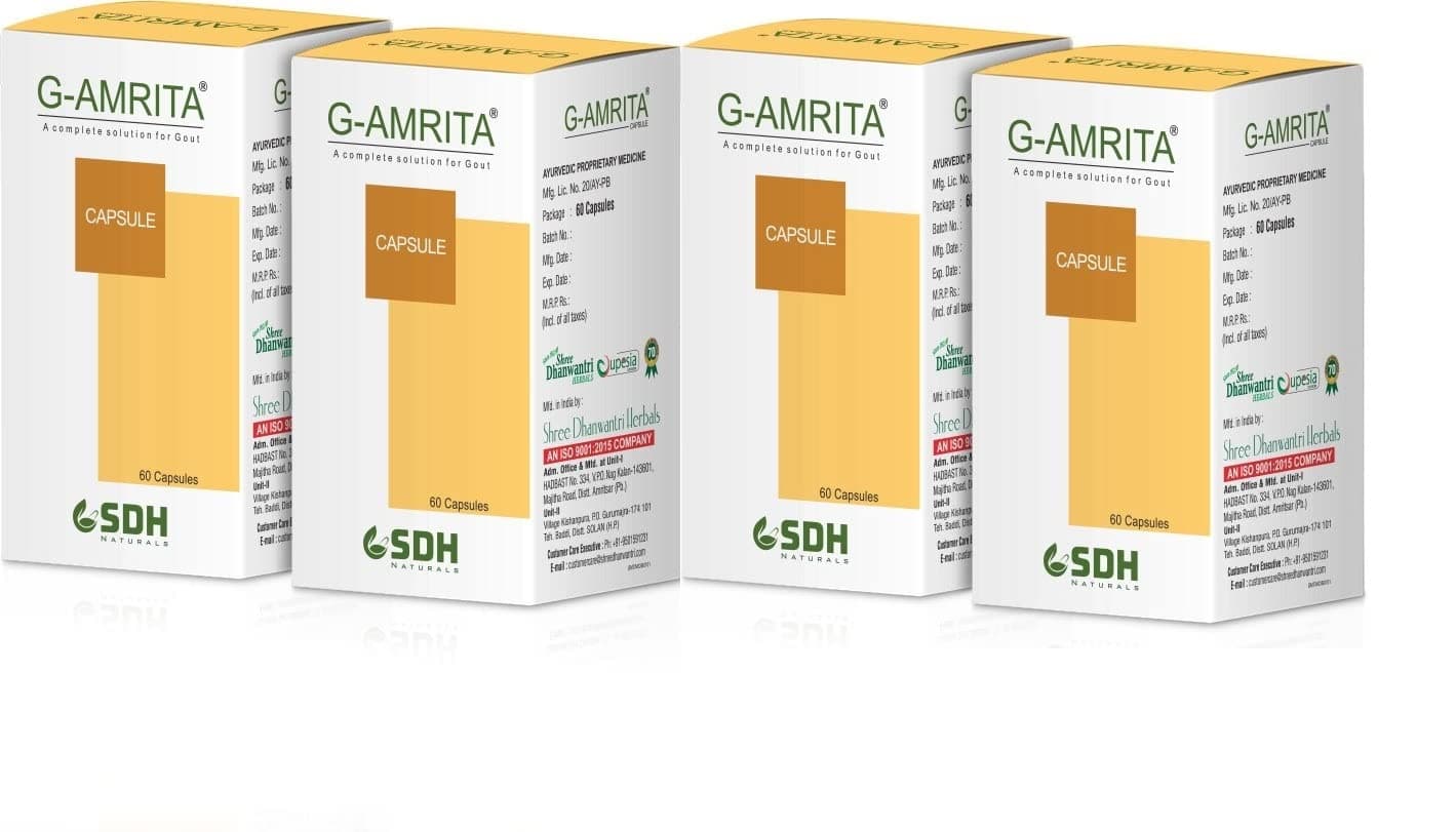 SDH Natural's G Amrita Tablets - Helps in Gout, Joint Pain Relief by Healthy Uric Acid Level, Helps Reduce Swelling and Pain, Natural Supplement for Joint care, Ayurvedic (Pack of 2) (120 Tablets)
