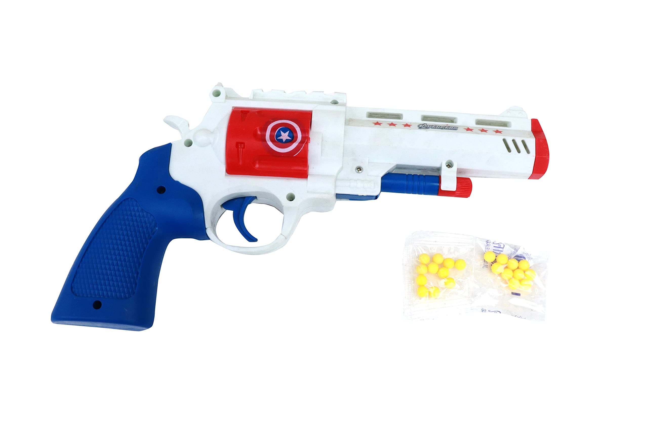 Popo Toys Captain America Gun | Free 45+ Bullets | 5 Years & Up, Black