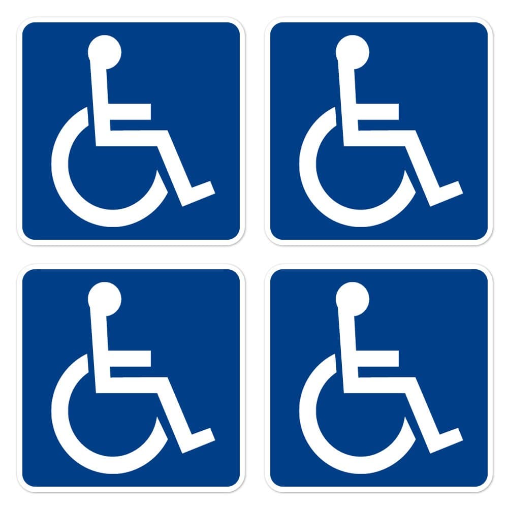 dealzEpicWheelchair Sign Handicapped Disabled Sign | Self Adhesive Vinyl Decal Sticker | Pack of 4 Pcs