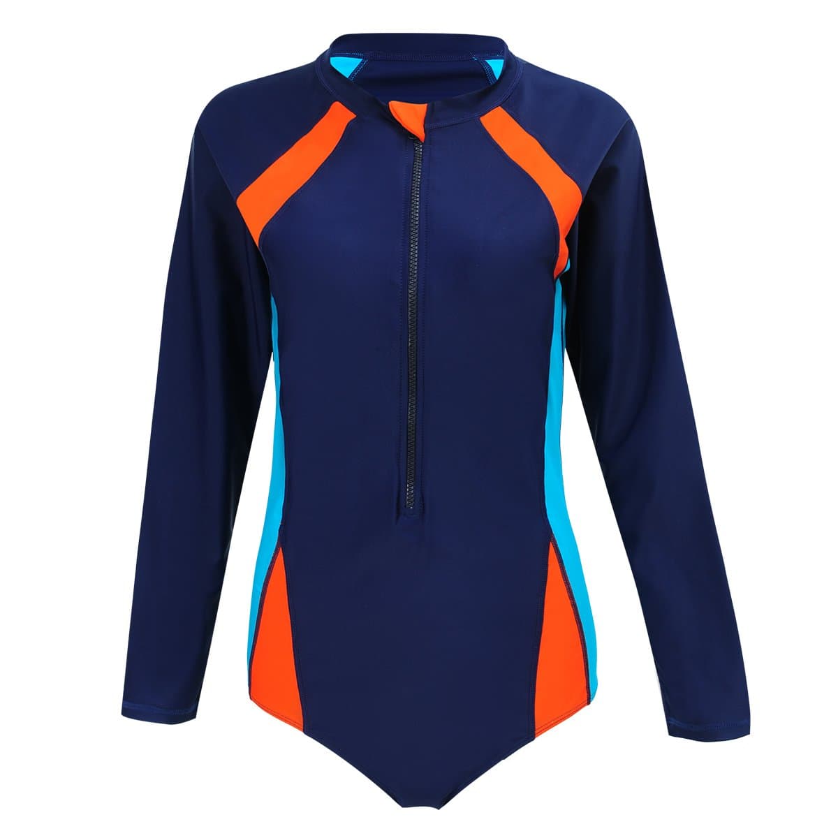 FOLWEP Women's Long Sleeve One Piece Surfing Wetsuits Snorkeling Diving Wet Suit 2XL/48 Orange