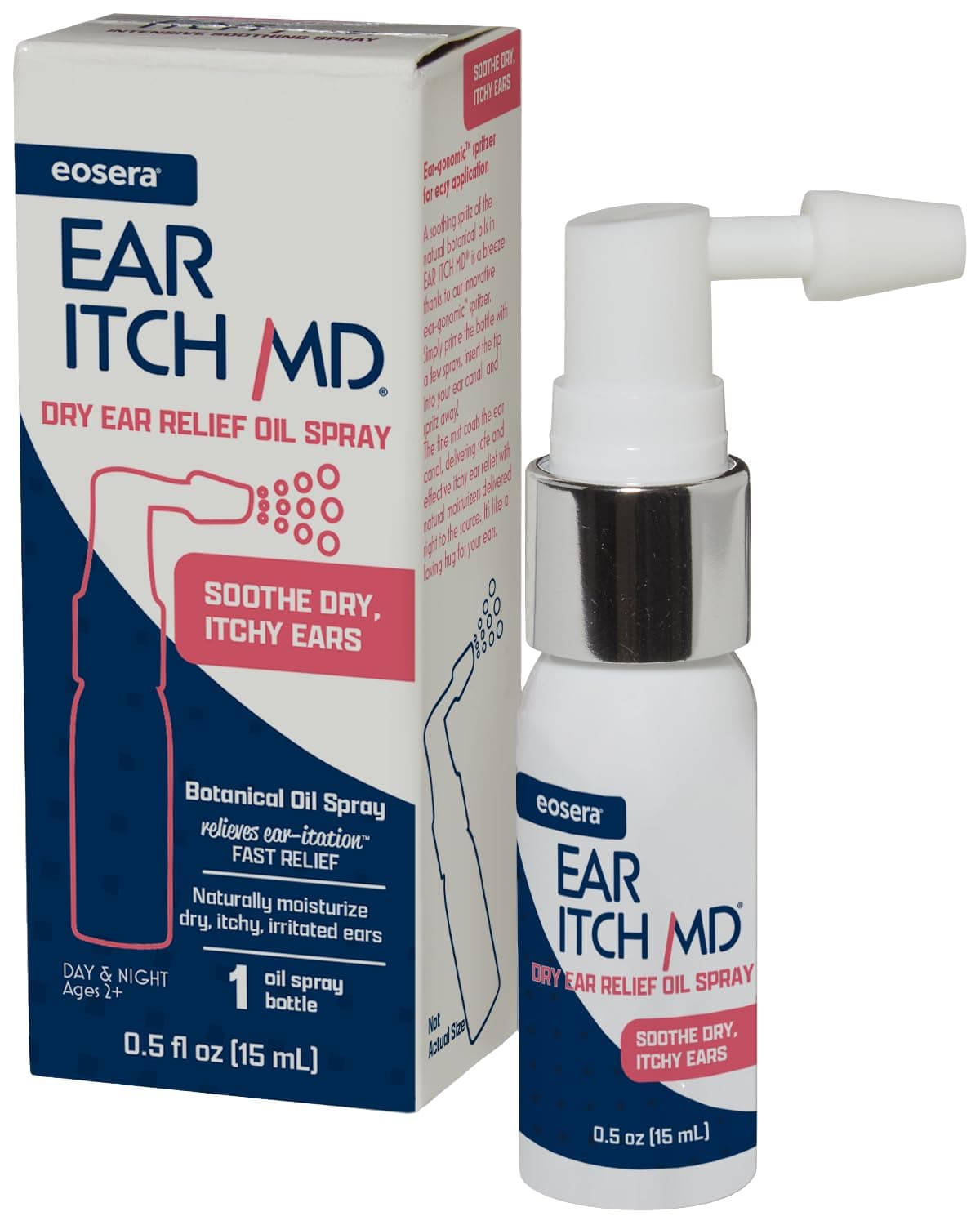 eosera Ear Itch MD - Ear Drops for Itchy Ears | Dry Ear Relief | Soothing Spray | Moisturizing Formula | Allergies, Eczema, Dermatitis, Psoriasis, Perimenopause, Menopause, Hearing Aids