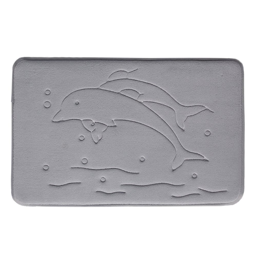 DocBear Dolphin Bath Rugs,Coral Velvet Non Slip Bath Mat,Rugs for Bathroom.Soft Absorbent Bathroom Rugs,17 W X 24 L Inches(Gray)
