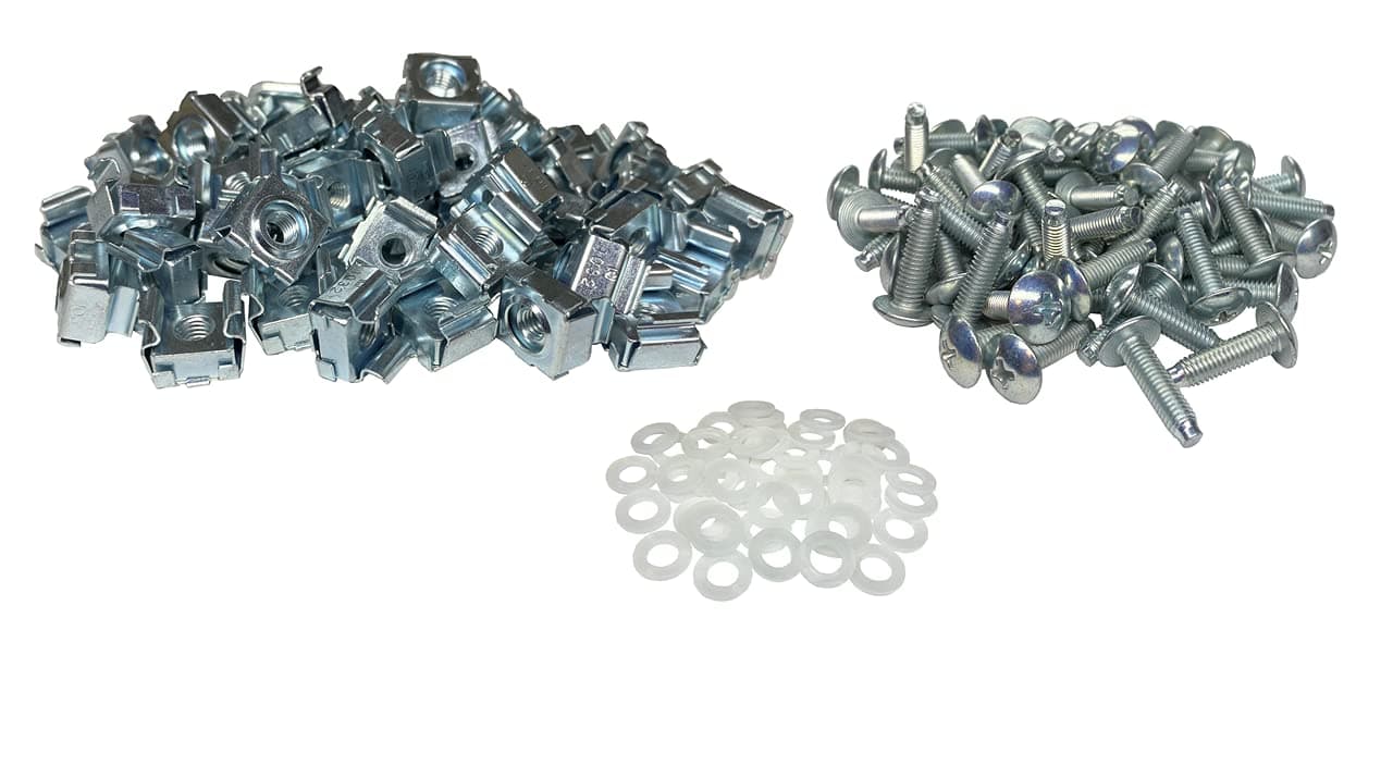 RackGold Zinc 10-32 Cage Nut & Screws w/Washers 50-Pack - USA Made