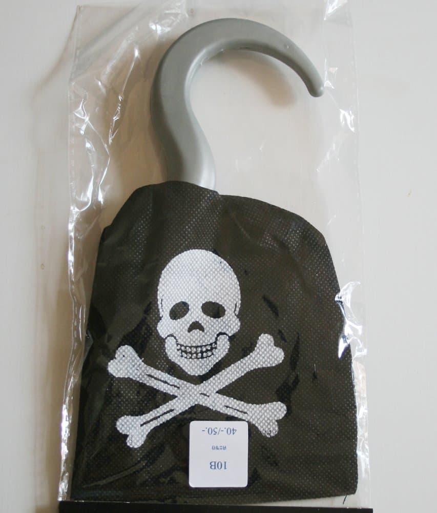 PIRATE HOOK PLASTIC CAPTAIN HAND GLOVE HALLOWEEN FANCY COSTUME