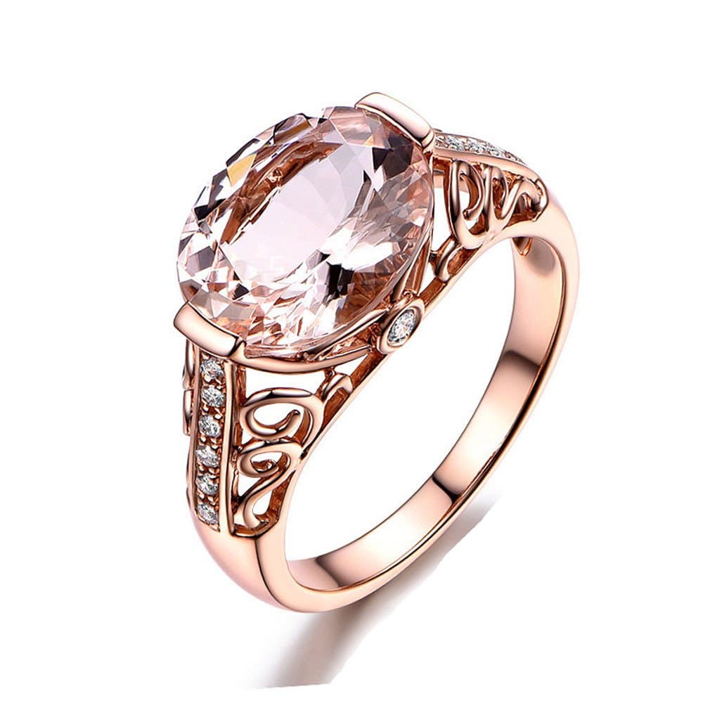 Bokeley JewellyRings Gift, Clearance Gemstone Ring Rose Gold Rings for Women Luxury Copper Gemstone Ring Jewelry Wedding