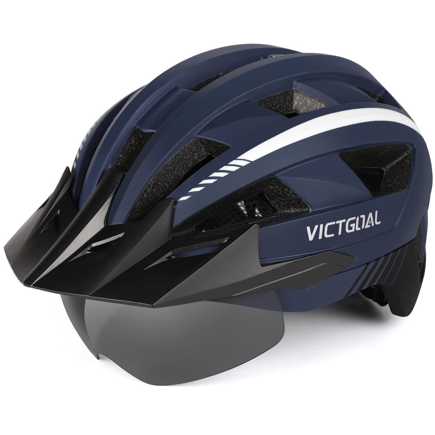 Victgoal Bike Helmet for Men Women with Led Light Detachable Magnetic Goggles Visor Mountain & Road Bicycle Helmets Adjustable Size Adult Cycling Helmets