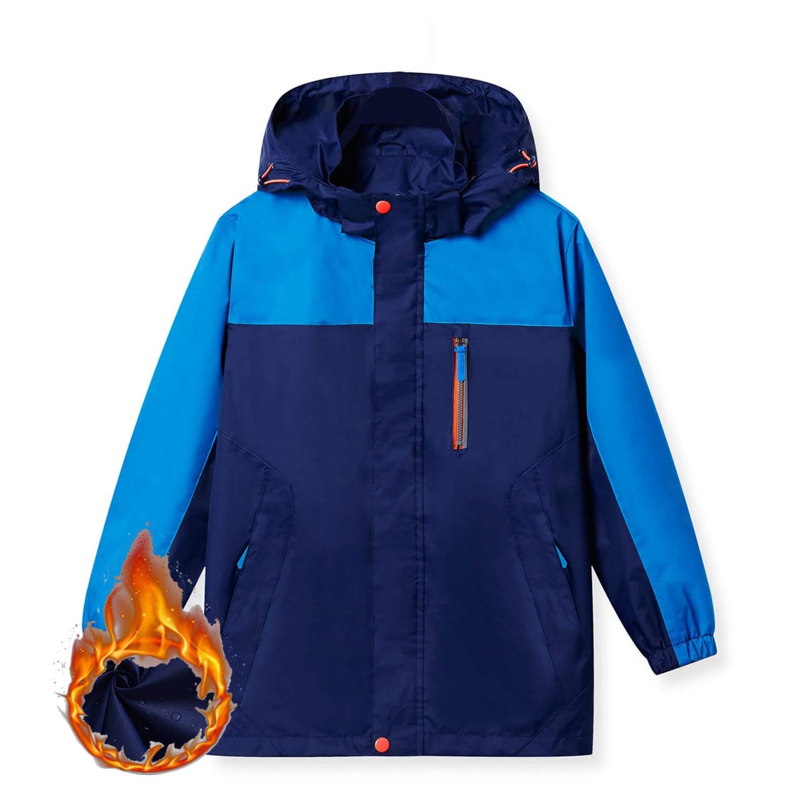 Boys Rain Jacket with Hood Waterproof Casual Lightweight Zipper Raincoat for Kids Outwear Windbreaker Clothes (5-16)