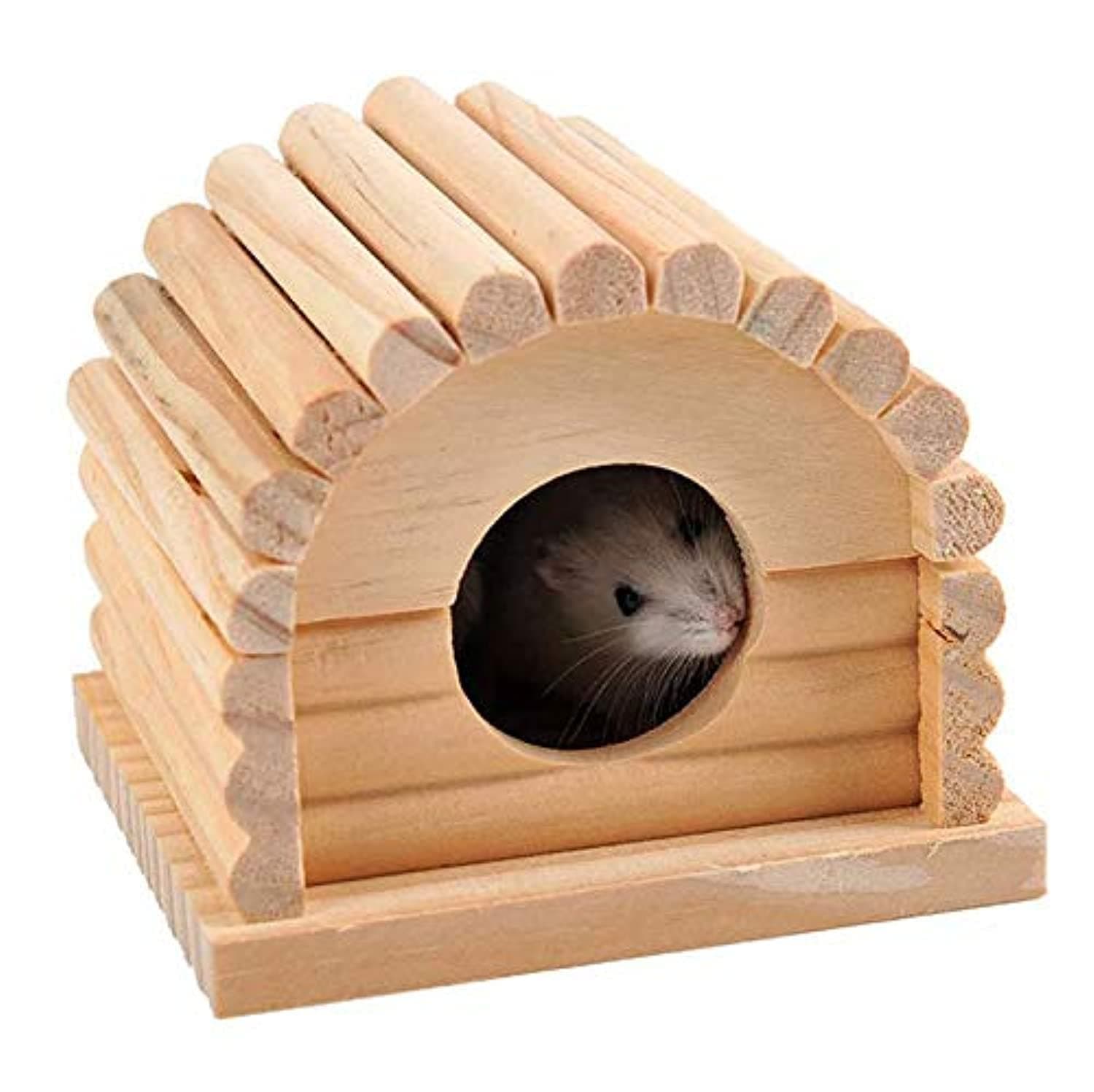Natural Wooden Luxury Hamster House Hamster Toy Hamster Cage Decoration Gerbil Chew Toys Hamster Small Pets House