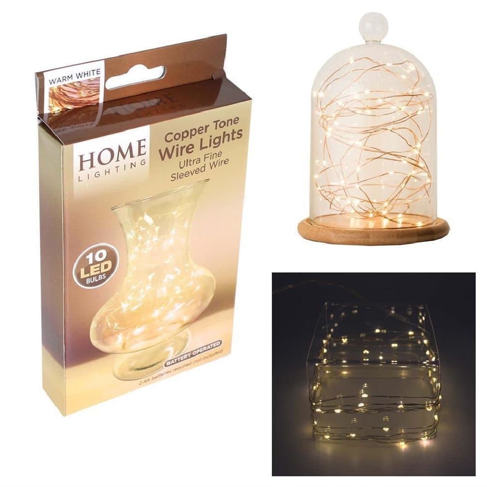 Home Lighting 'Warm White' Copper Tone Wire Lights - 10 LED Bulbs