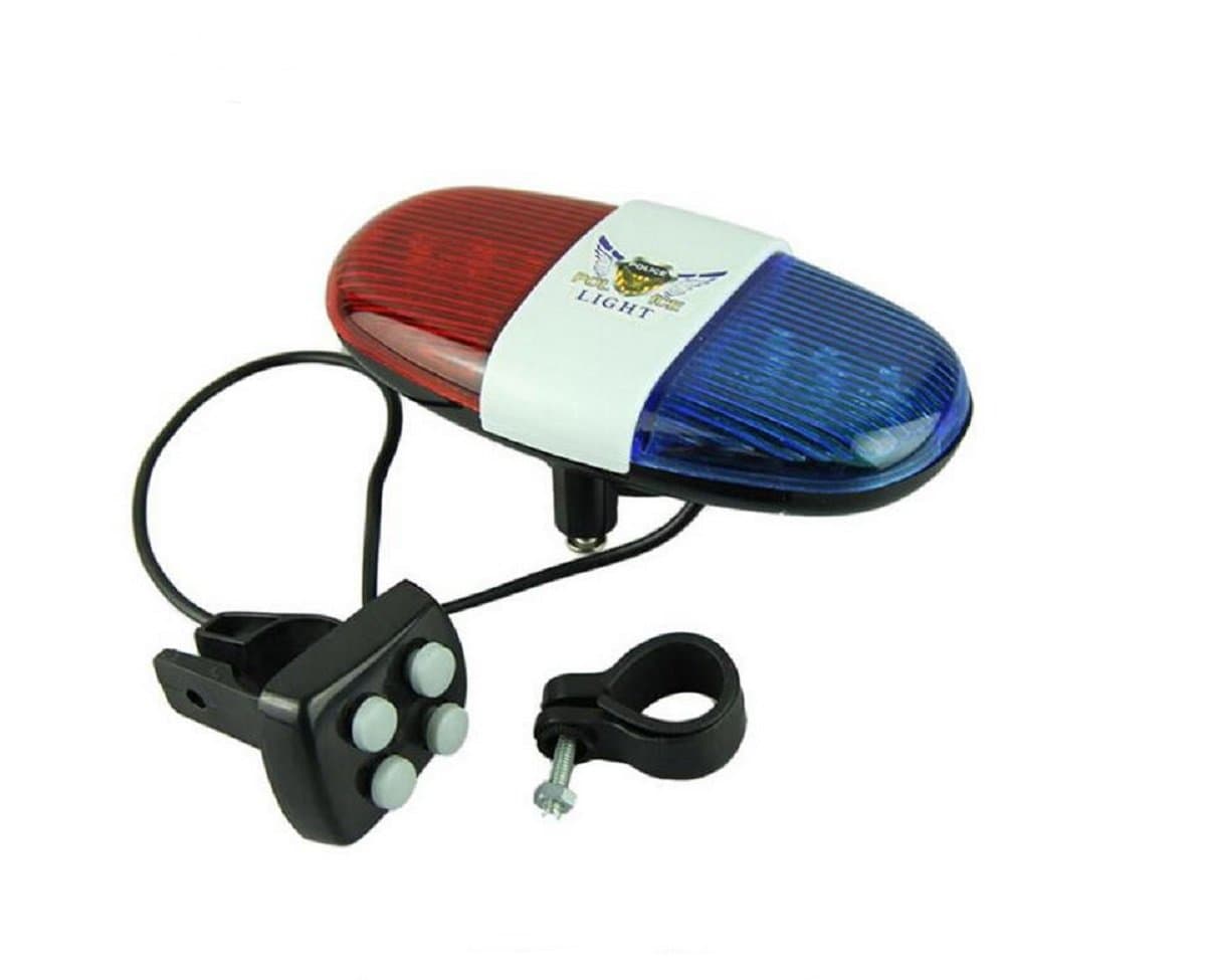 Police Car Bike Light Bell - 6 LED Light and 4 Sounds Bicycle Siren
