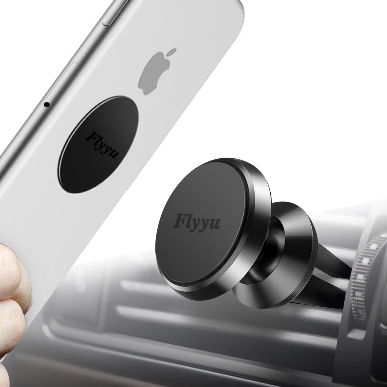 Phone Magnet Car Mount, Flyyu Universal Air Vent Car Phone Holder, Magnetic Cell Phone Car Mount, 360° Rotation GPS Holder Smartphones,iPhone7 6 5 SE,Samsung,LG,HTC,Mini Tablets More