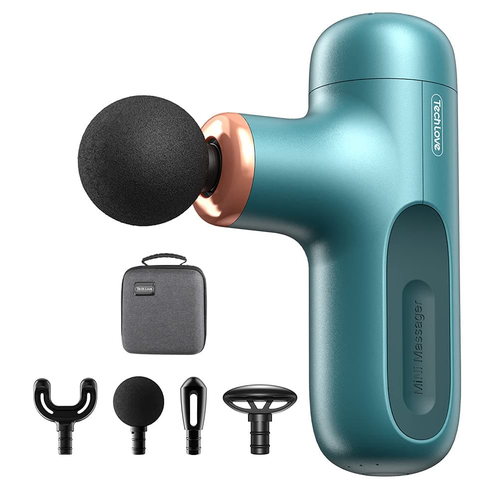Tech Love Mini Massage Gun, Pocket-Sized Deep Tissue Massager Gun, Portable Percussion Muscle Massage Gun for Athletes, Ultra Small & Quiet Handheld Electric Body Massager for Home Office Gym