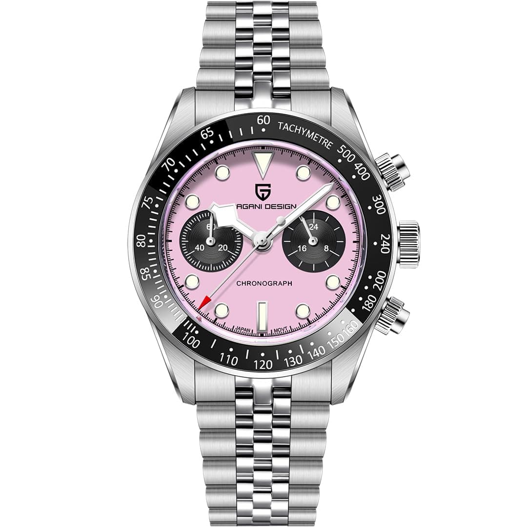 LACZ DENTON Pagani Design 1718 Panda Dial Men's Chronograph Watches Japan VK64 Movement Stianless Steel 100M Waterproof Men Fashion Casual Watch