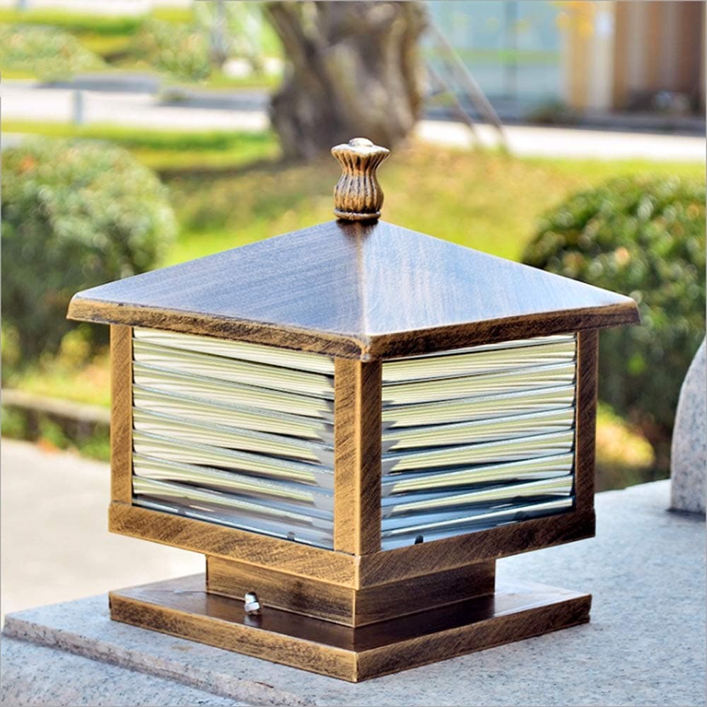 HDMY Chinese Square Column Lamp European Modern Outdoor Landscape Lighting Outdoor Waterproof Garden Wall Courtyard Pillar Headlight (Size : S)