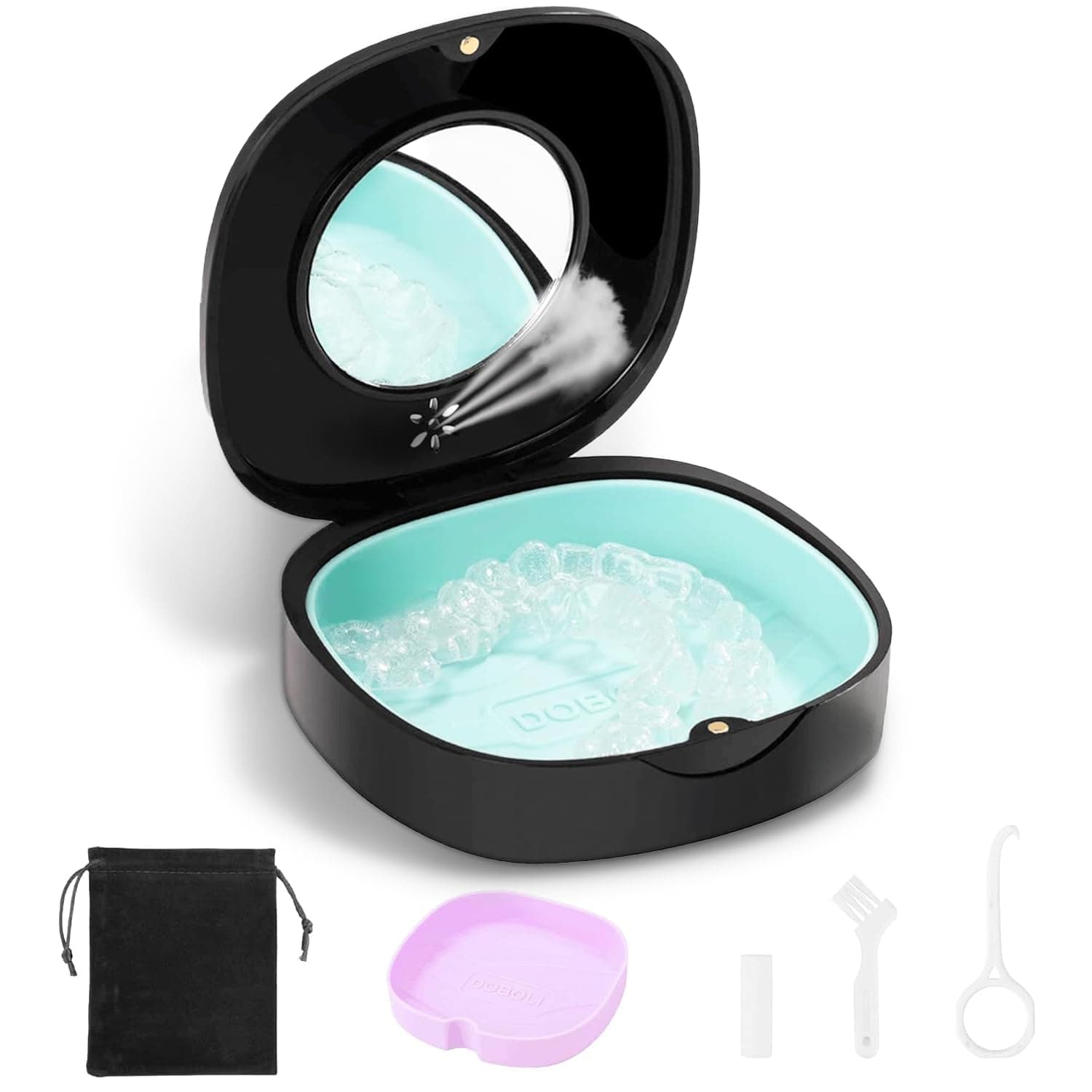 Retainer Case,Slim Aligner Mouth Guard Case Compatible with Invisalign Black