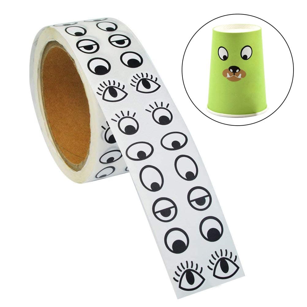 Cute Eye Stickers, Novelty White Black Eye Stickers Labels for DIY Handmade Arts and Crafts 2000 Pieces Per Roll