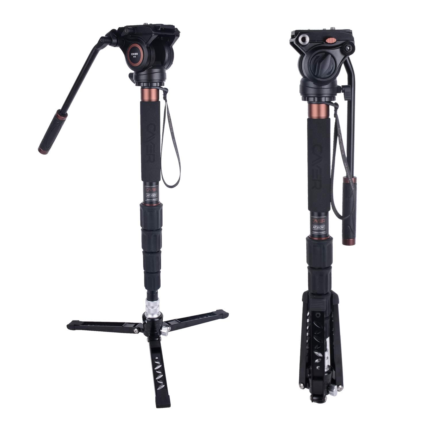Video Monopod,Cayer 68 Inch AT35 Professional Aluminum Camera Monopod, with H4 Fluid Head and Removable Tripod Base for DSLR Cameras and Camcorders