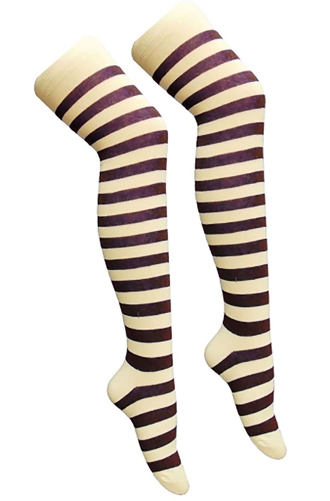 Crazy Chick New Ladies Girls Stripe Stripy Striped Over The Knee Thigh High Long Socks Assorted Colours UK Size 4-6