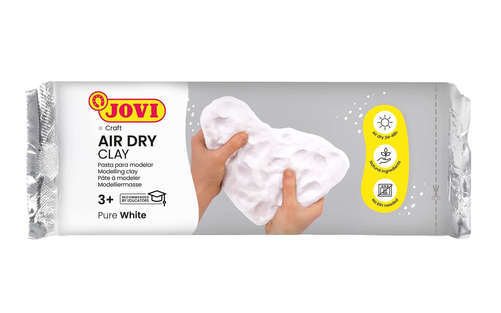 Jovi European Air Dry Modelling Clay Pure White Non-Toxic Clay 1KG Ideal for for Sculpting Pottery Art & Craft Handicraft Educational Purpose Fine Motor Skills