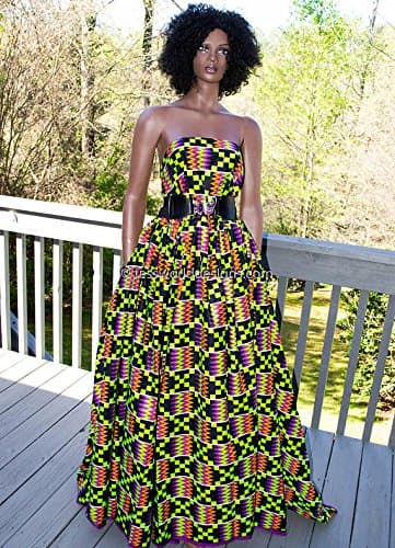 Best Wedding Kente Fabric 6 Yards Kente Print Kente Cloth | Kente Sash African Fabric KF307 (Green and Purple)