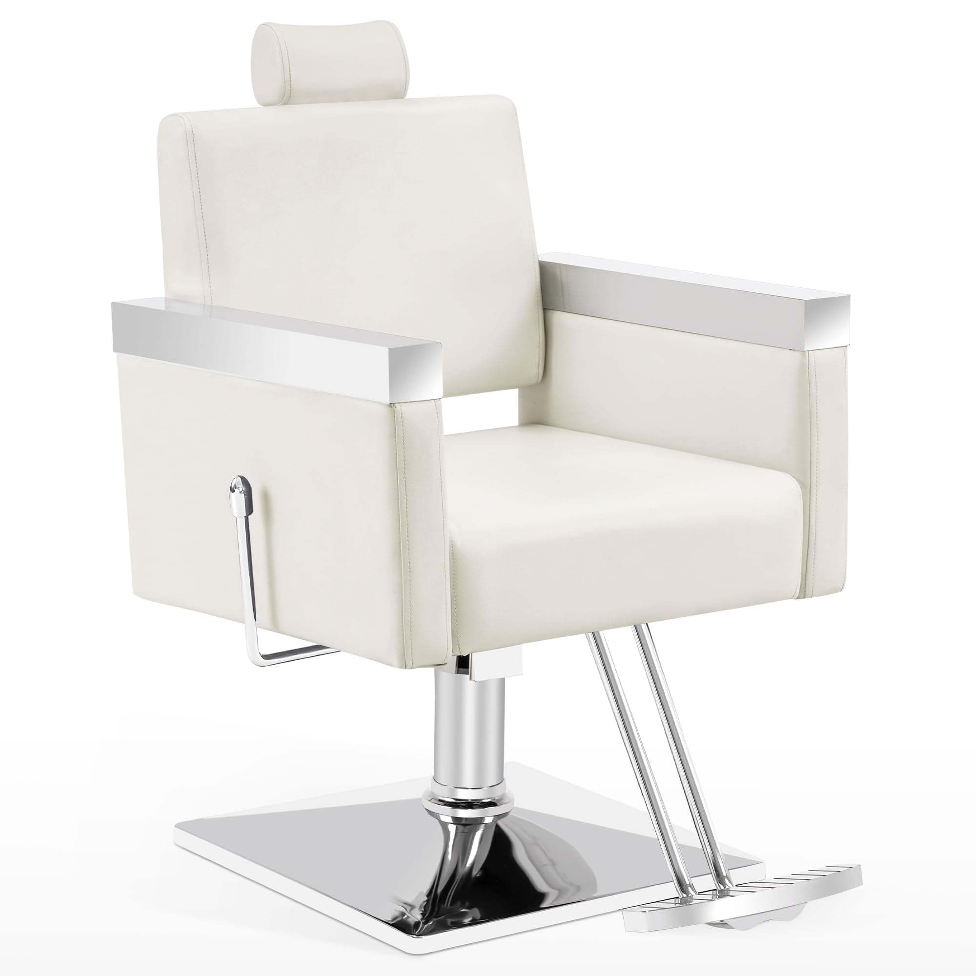 BarberPubClassic Recline Hydraulic Barber Chair Salon Spa Chair Hair Styling Beauty Equipment 3018 (Off White)