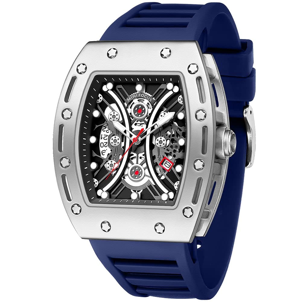 Watch for Men Wristwatch Fashion Hollow Big Dial Luminous Waterproof Sport Analog Quartz Business Mens Watches Blue Silicon Strap Dress Watch