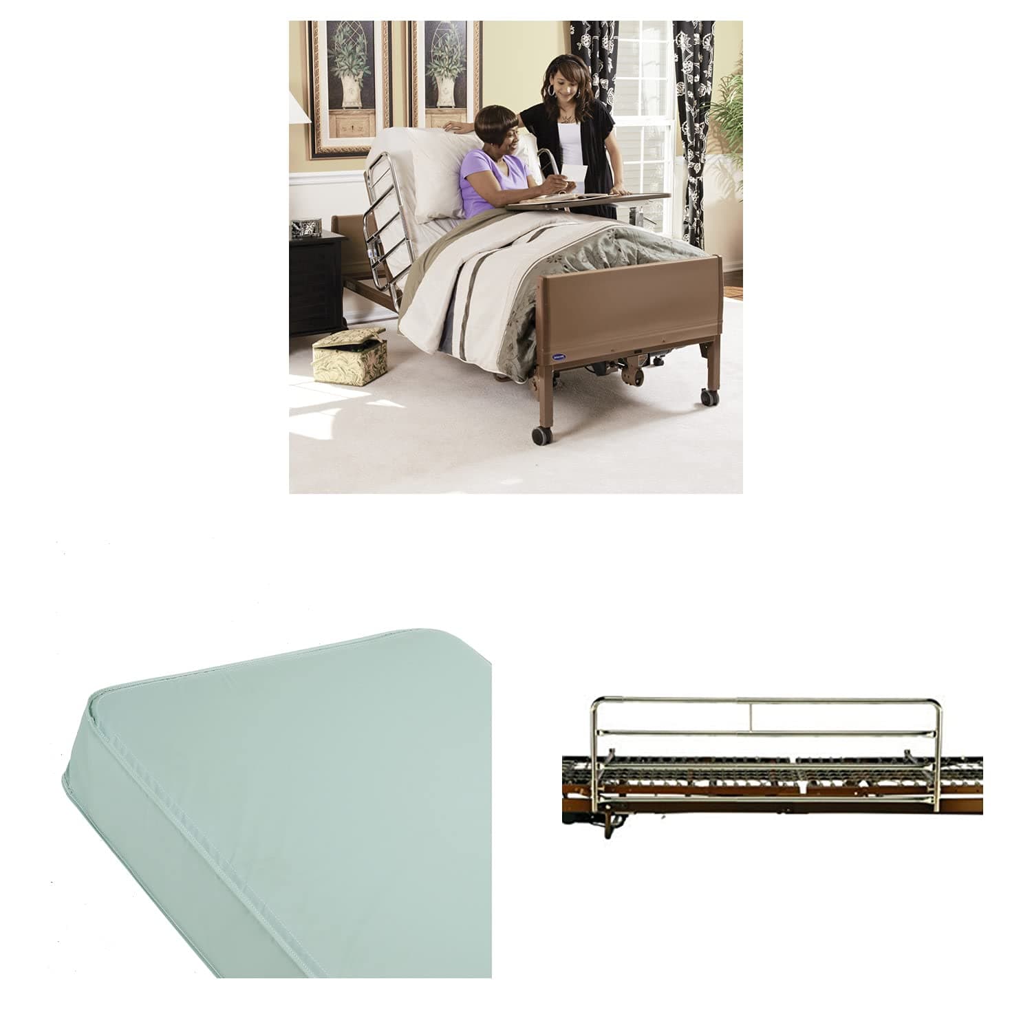 Invacare 5310IVC, 6629, 5185 Semi Electric Homecare Bed, Semi Electric Bed, 5310 IVC with Innerspring Mattress, 5185 and Full Length Rails, 6629