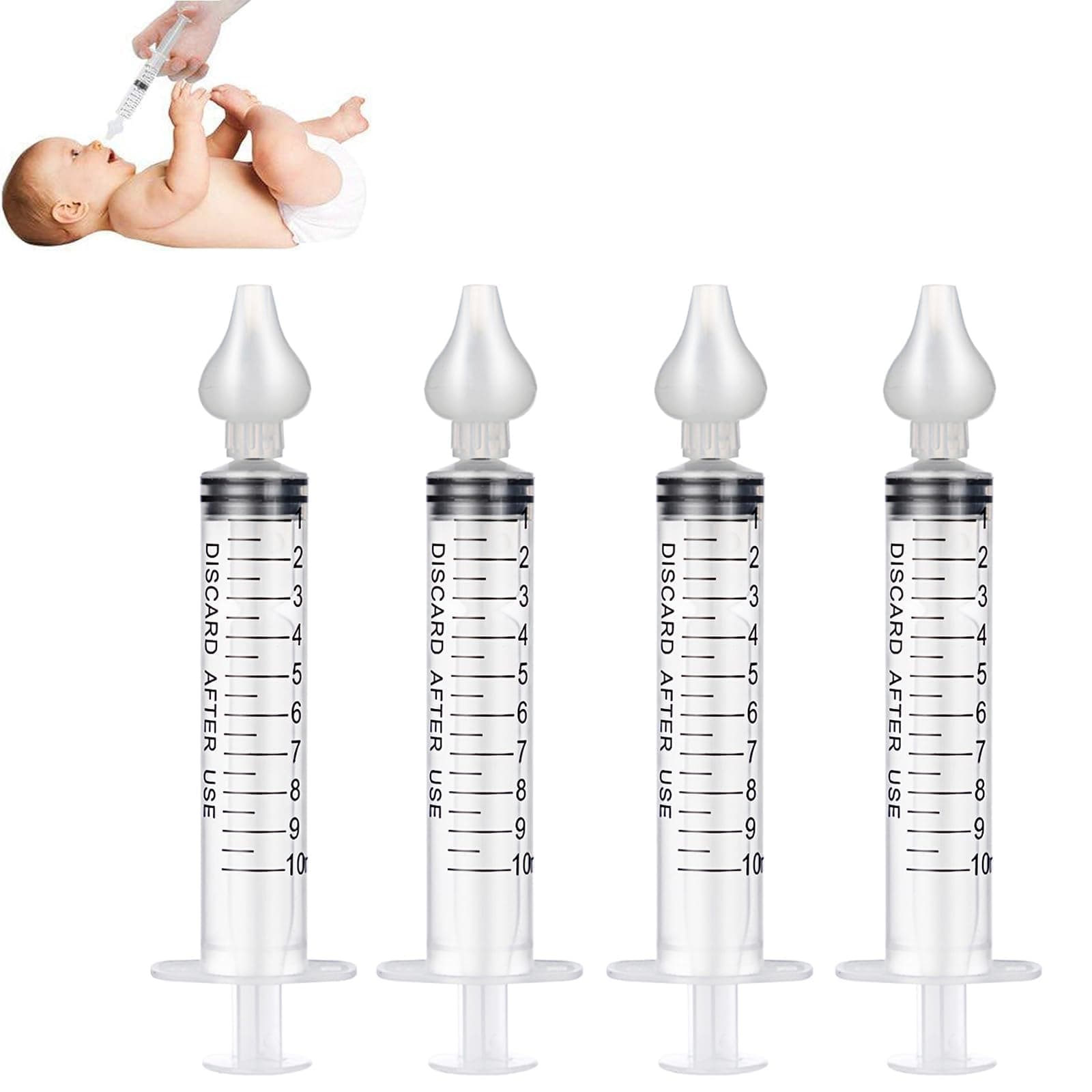 Nachar Sinus Rinse System, 4pcs Professional Baby Nasal Irrigator Portable Infant Nose Cleaner Quick Rinse Device All Natural Relief - BPA Free More Convenient