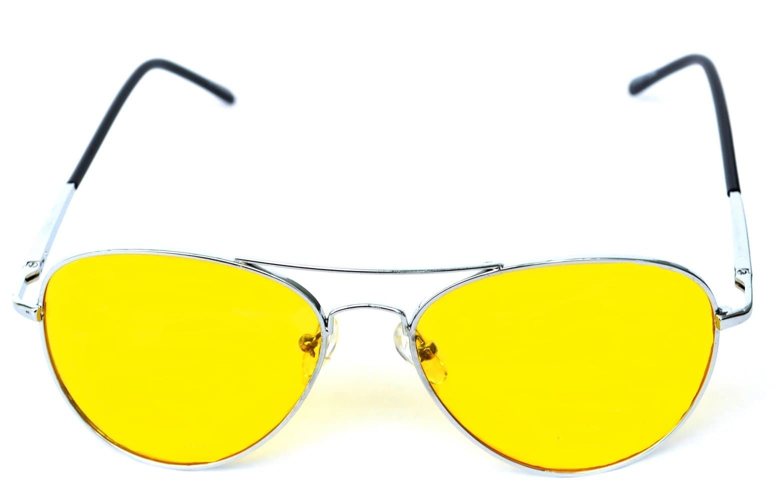 Men Women Spring Temple Aviator Yellow HD Night Driving Glasses Sunglasses