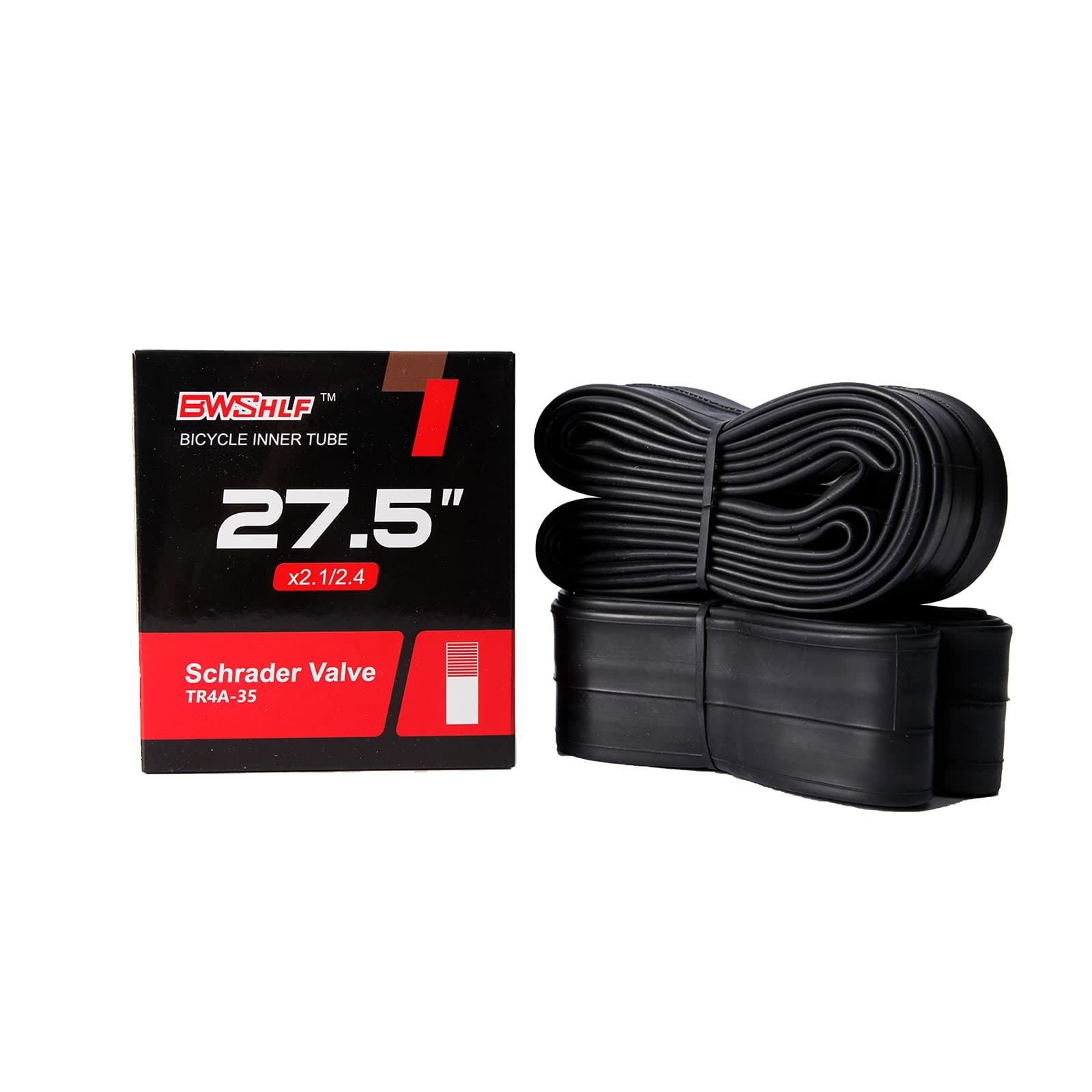 BWSHLF 27.5" Mountain Bike Inner Tubes (2 Pack), MTB Durable Butyl Rubber Bicycle Replacement Fit 2.1-2.4,Schrader 35mm