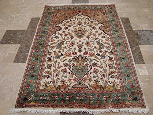 ahmedani Exclusive Tree of Life Birds Oriental Area Rug Hand Knotted Wool Silk Carpet (6 x 4)'