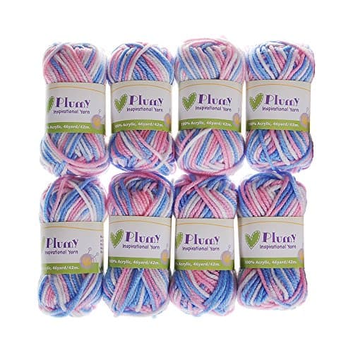 Plumy Colorful Acrylic Yarn, Pack of 10 Total 460 Yards, Soft and Warm Yarns for Blanket Scarf Hats Knitting and Crochet, Handcraft gifts for Seniors, Yarn for kids (Candy 8 Pack)