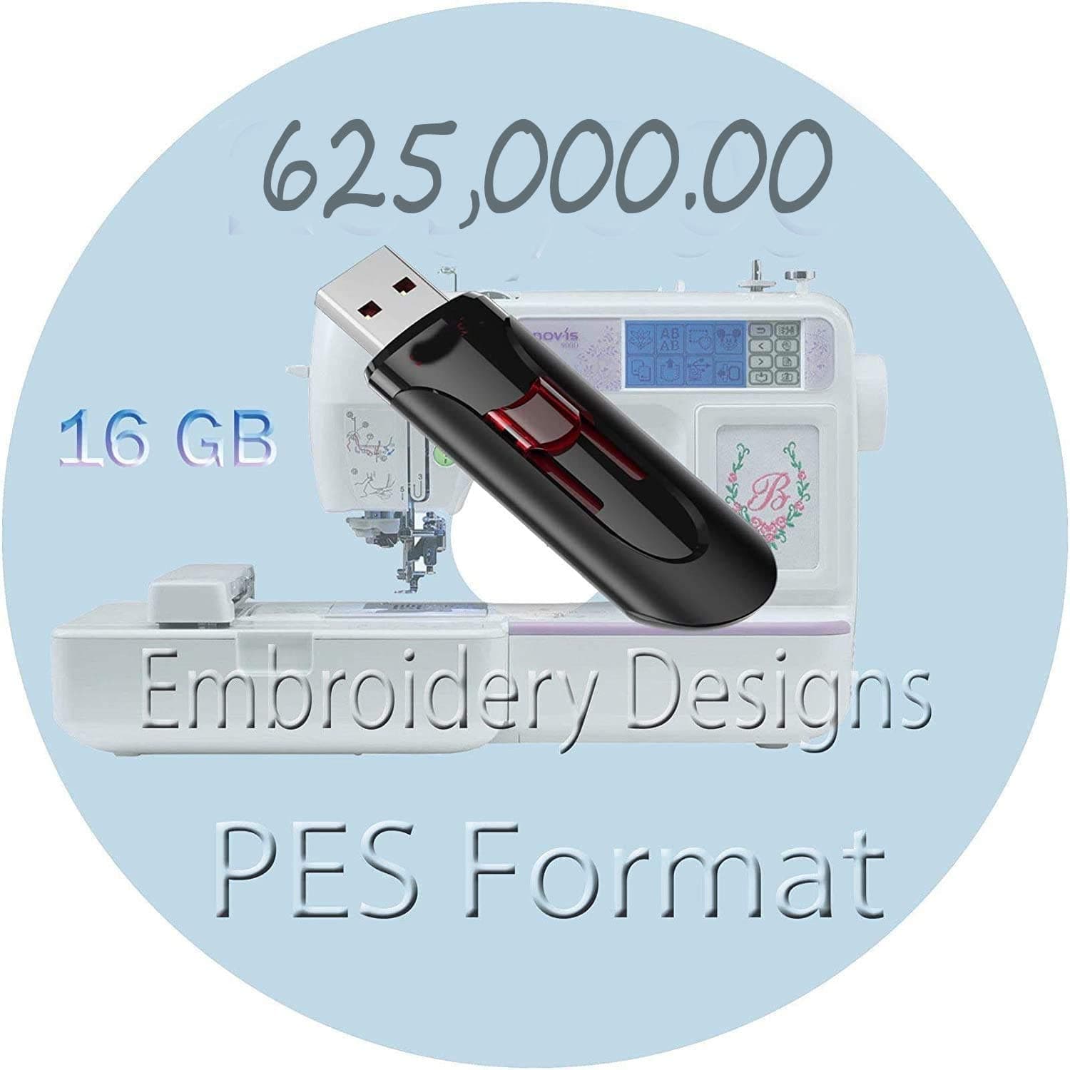 Embroidery Designs 550,000 PES Format Characters Embroidery Designs for Brother Machine PES Format On USB Memory