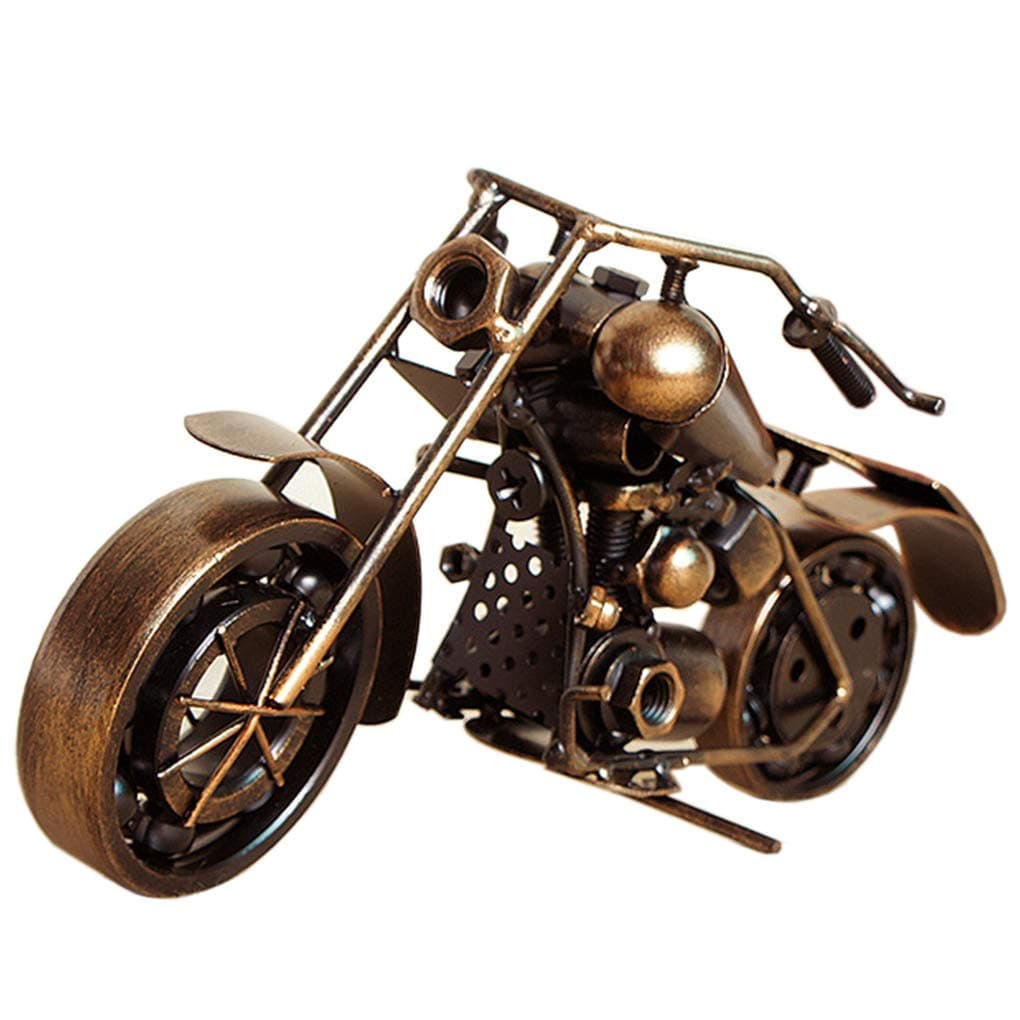Collectible Art Sculpture Handmade Metal Motorcycle Tractor Model Creative Office Desktop Accessories Decor The Motorcycle Loves Artwork (D1 Copper Large Size)