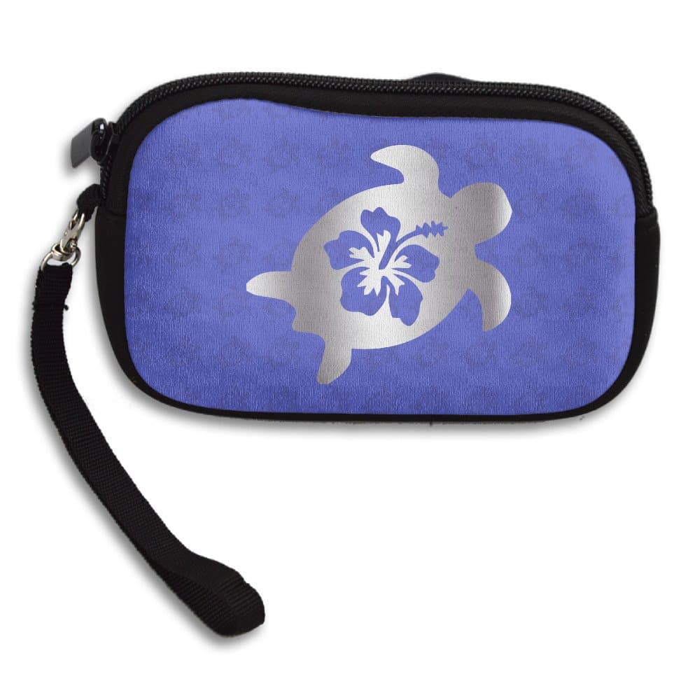 Hibiscus Honu Hawaiian Sea Turtle Platinum Logo Purse & Key Wristlet Bag
