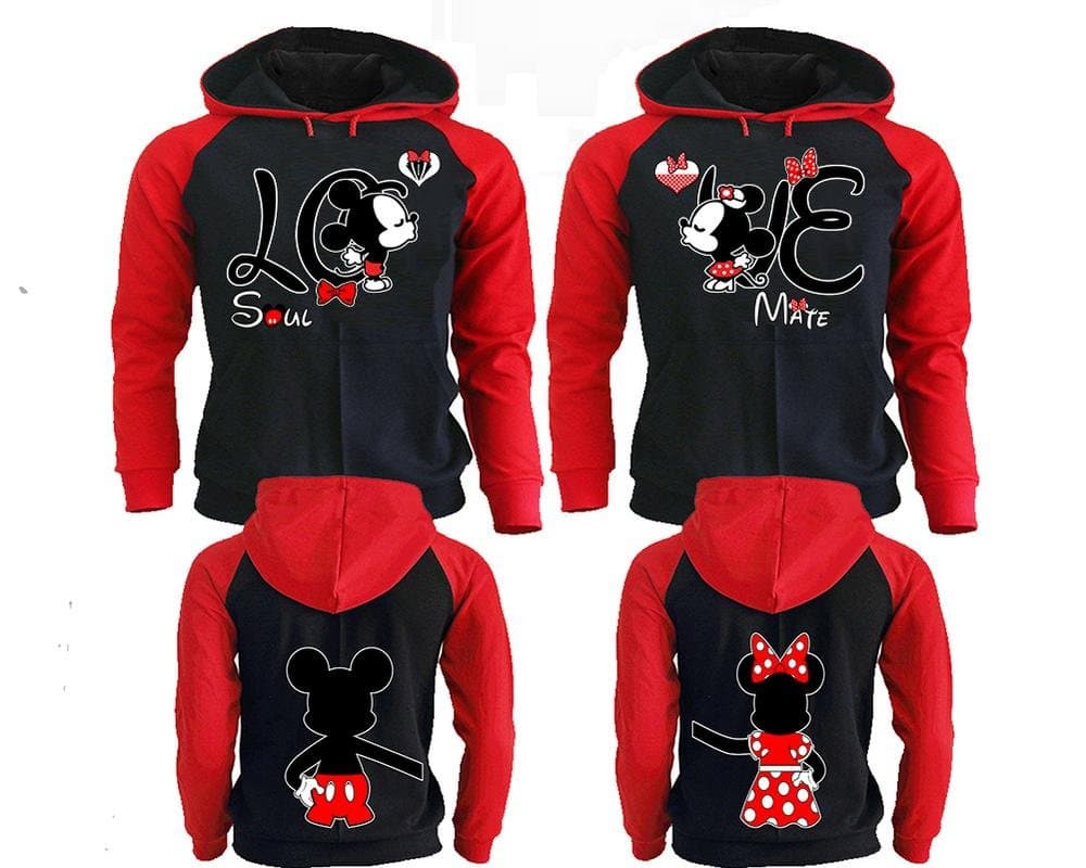 Mickey Minnie Kissing Couple Hoodies, Matching Hoodies, His and Her Sweatshirts